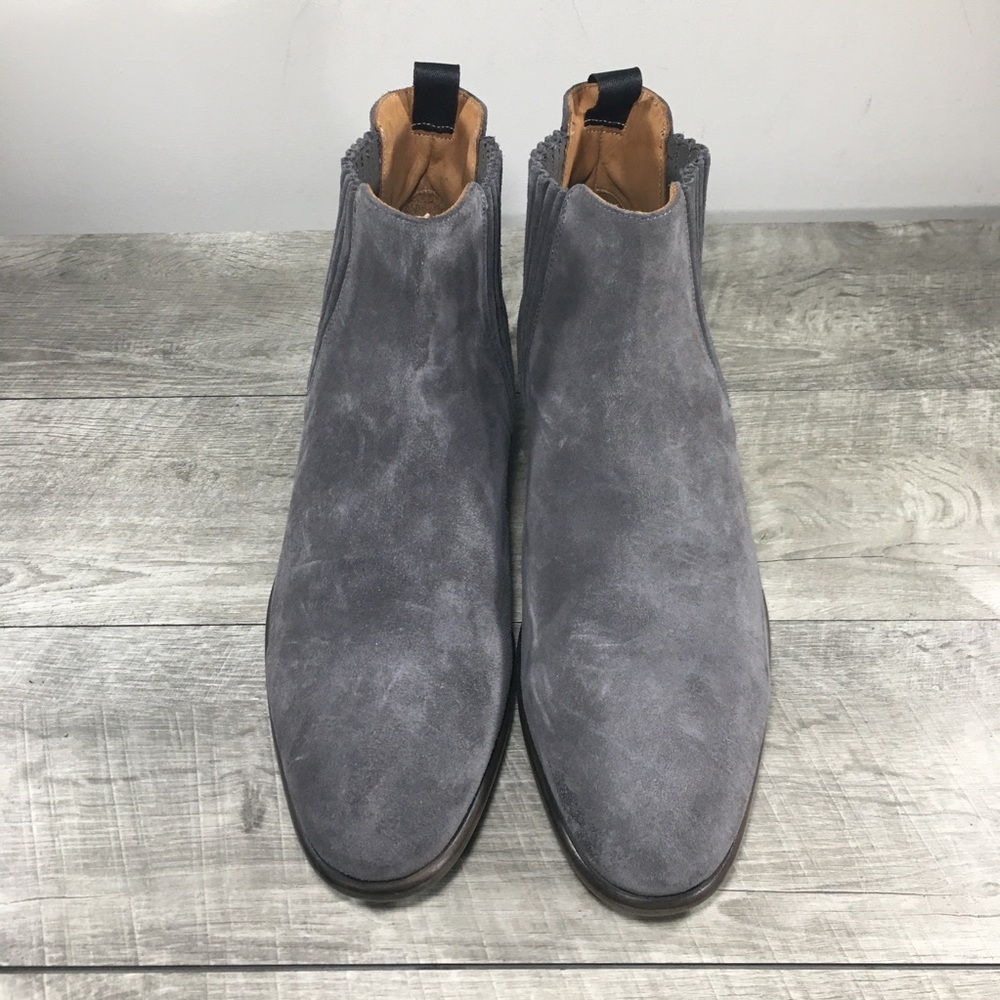 John Varvatos Chelsea Eldridge Covered Gray Suede Work Men Pull On Boots Size 12 - Picture 4 of 12